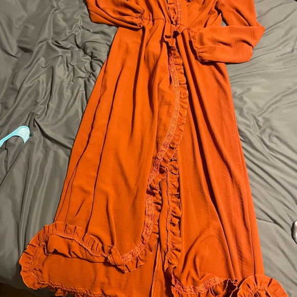 Orange Ruffled Maxi Dress - Picture 2 of 4